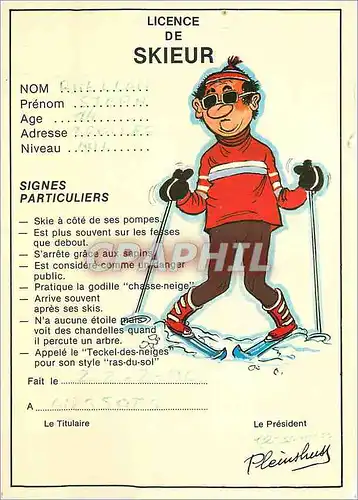 Cartes postales moderne License de Skieur