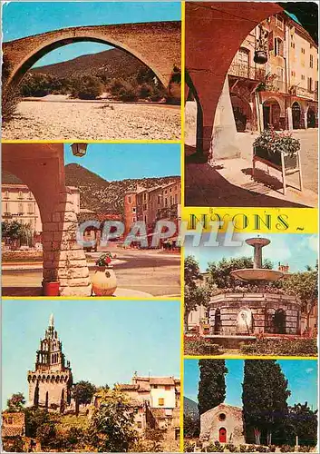 Cartes postales moderne Nyons Drome Le Vieux Pont Romain Le Rond Point L'Hotel Colombet La Tour Randonne Les Arcades La