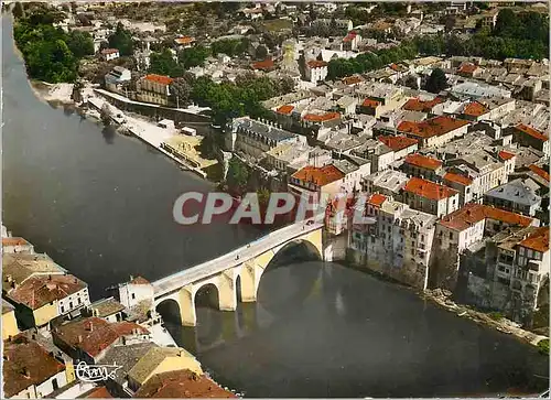 Cartes postales moderne Villeneuve sur Lot L et G Le Pont Vieux sur le Lot Vue aerienne