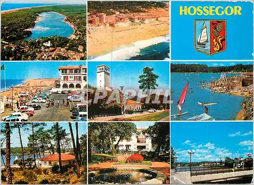 Cartes postales moderne Hossegor Landes Le Lac Marin Vue generale Place des Landais et la Plage Eglise de la Ste Trinite