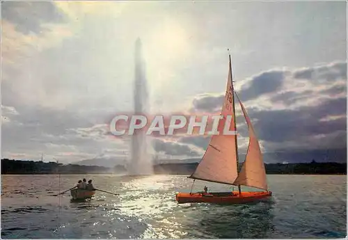 Cartes postales moderne Geneve Contre jour dans la rade Bateau