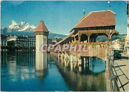 Cartes postales moderne Lucerne Pont de la Chapelle et le Pilate