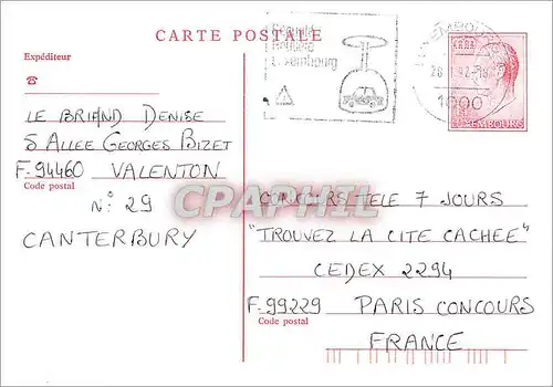 Entier Postal Luxembourg pour Paris