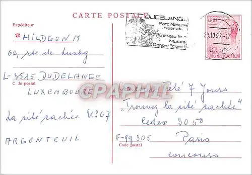 Entier Postal Luxembourg pour Paris