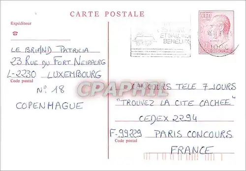 Entier Postal Luxembourg pour Paris