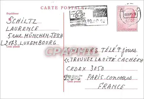 Entier Postal Luxembourg pour Paris