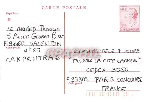 Entier Postal Luxembourg pour Paris