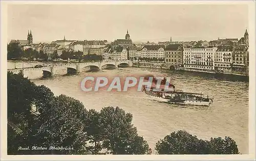 Cartes postales Basel Mittlere Rheinbrucke Bateau