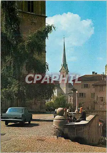 Cartes postales moderne Zurich Blick vom Zwingliplatz auf das Fraumunster