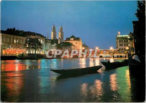 Cartes postales moderne Schweiz Suisse Switzerland Zurich Limmatquai und Grossmunster Helvetia