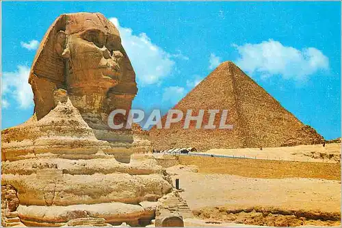 Cartes postales moderne Giza Le Grand Sphinx et Pyramide de Cheops