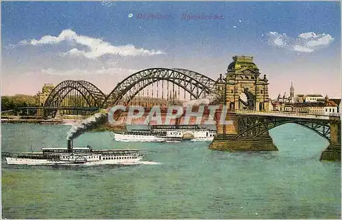 Cartes postales Dusseldorf Rheinbrucke Bateaux