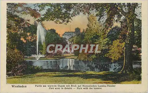 Cartes postales Wiesbaden Partie am warmen Damm mit Blick auf Nassauiches Landes Theater