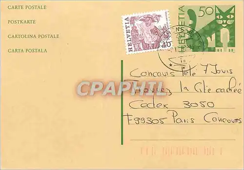 Entier Postal Suisse 1993 pour Paris