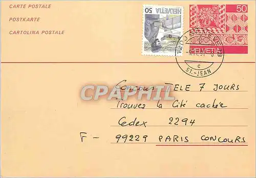 Entier Postal Suisse 1991 pour Paris