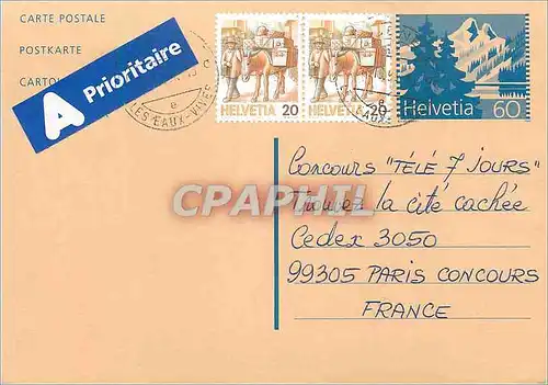 Entier Postal Suisse 1992 pour Paris