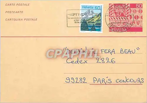 Entier Postal Suisse 1994 pour Paris