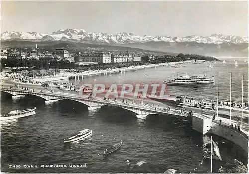 Cartes postales moderne Zurich Quaibrucke Utoquai Bateau