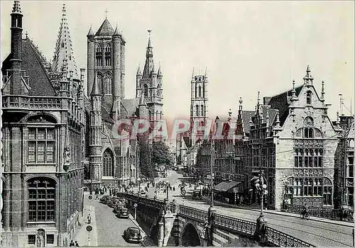 Cartes postales moderne Gand Eglise Saint Nicolas Beffroi et Eglise St Bavon