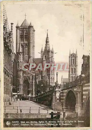 Cartes postales moderne Gand Quai aux Herbes Eglise St Nicolas Beffroi et Eglise St Bavon