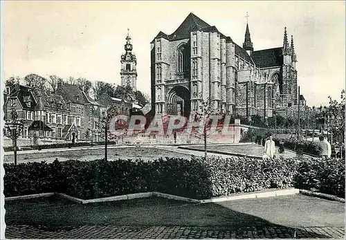 Cartes postales moderne Mons Collegiale Ste Waudru et Beffroi