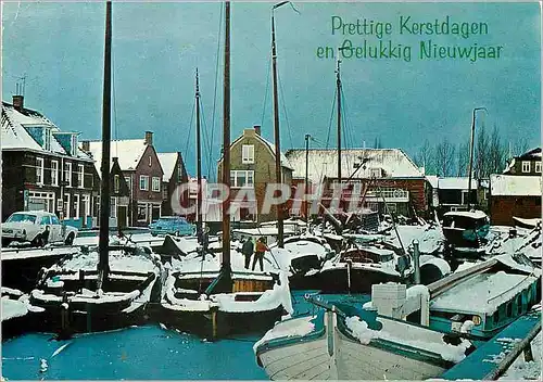 Cartes postales moderne Prettige Kerstdagen en Gelukkig Nieuwjaar Bateaux