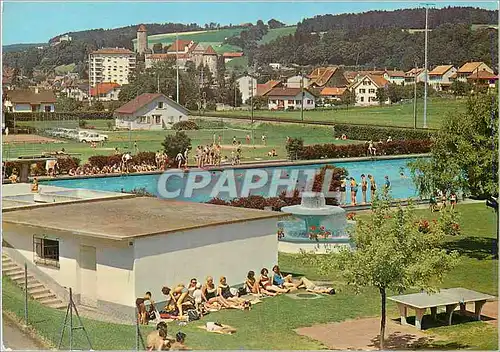 Cartes postales moderne Porrentruy Piscine et vue generale