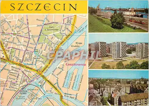 Cartes postales moderne Szczecin map