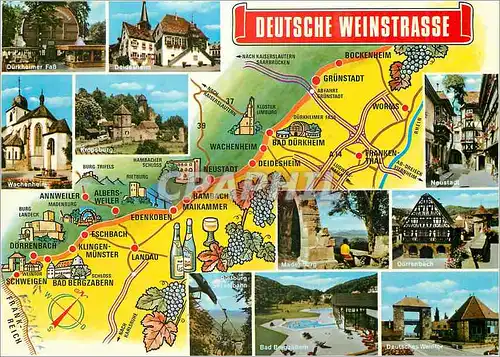 Cartes postales moderne Deutsche Weinstrasse Map