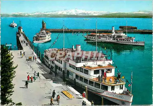 Cartes postales moderne Konstanz Rodensee Hafen mit Schweizer Alpen Bateau