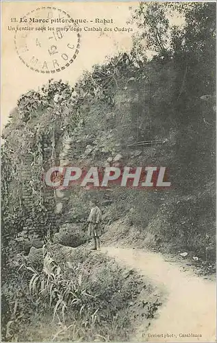 Cartes postales Rabat Un sentier sous les murs de la Casbah des Oudayas