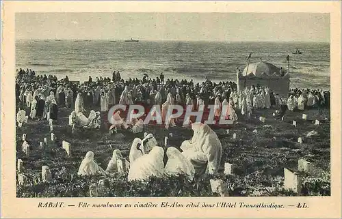 Cartes postales Rabat Fete musulmane au cimetiere El Alou situe dans l Hotel Transatlantique