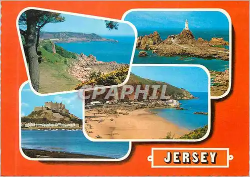 Cartes postales moderne Beauport Bay Corbiere Lighthouse Mont Orgueil Castle Greve de Lecq Jersey