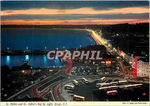 Cartes postales moderne St Helier and St Aubin's Bay by Night Jersey CI