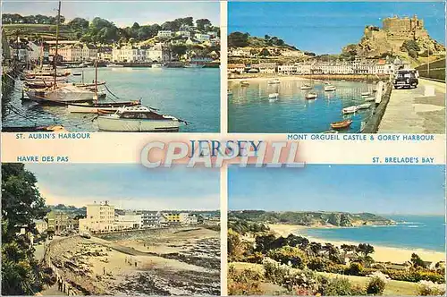 Cartes postales moderne Jersey St Aubin's Harbour Havre des Pas Mont Orgueil Castle Gorey Harbour St Brelade's Bay