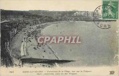 Cartes postales Mers les Bains Panorama de la Plage vue sur le Treport