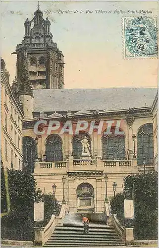 Cartes postales Pontoise Escalier de la Rue Thiers et Eglise Saint Maclou