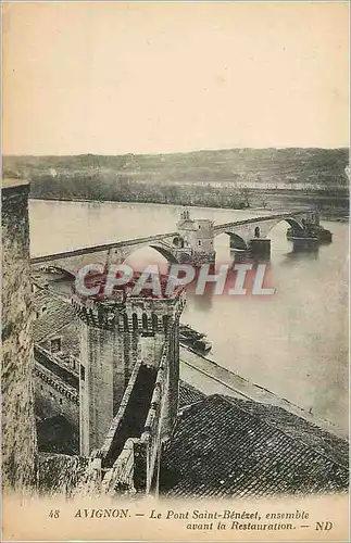 Cartes postales Avignon Le Pont Saint Benezet Ensemble Avant la Restauration