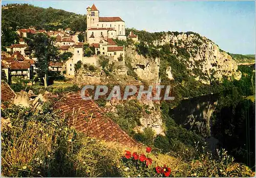 Cartes postales moderne Le Lot Pittoresque Dominant le Lot Saint Cirq Lapopie Premier Village de France