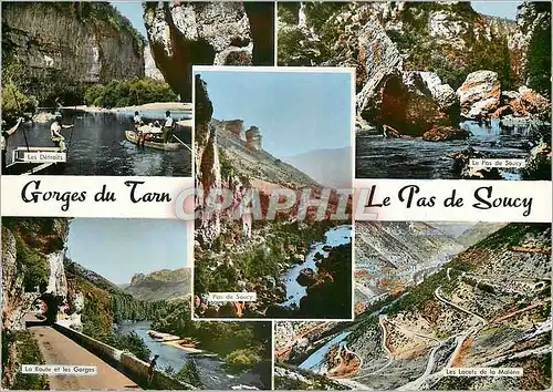 Cartes postales moderne 5 vc a 196 gorges du tarn 1 les detroits 2 pas de soucy 4 la route et les gorges 5 les lacets de