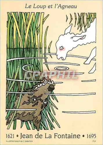 Cartes postales moderne le Loup et l'Agneau Jean de la Fontaine