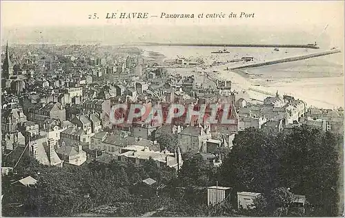 Cartes postales 25 le havre panorama et entree du port