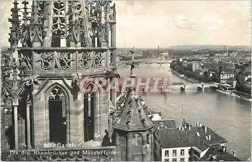 Cartes postales moderne Basel Die Drei Rheinbrukekn Und Munsterturm