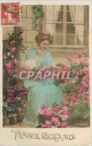 Cartes postales Pensez vous a Moi Femme Fleurs