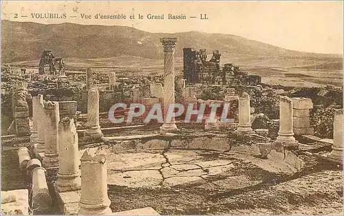 Cartes postales 2 volubilis vue d ensemble et le grand bassin