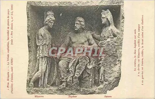 Cartes postales Pro Alesia La Triade Capitoline Bas Relief en Pierre du Pays (Fouilles d'alesia Aout 1906