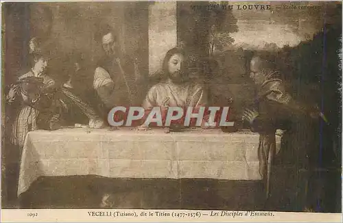 Cartes postales Musee du Louvre Vecelli (Tiziano) dit le Titien (1477 1576) Les Disciples d'Emmaus