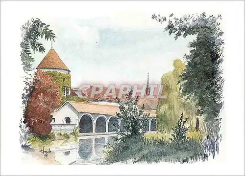 Cartes postales moderne Chablis(Yonne) Le Lavoir de la Ville Tour du XVe s Eglise Saint Martin