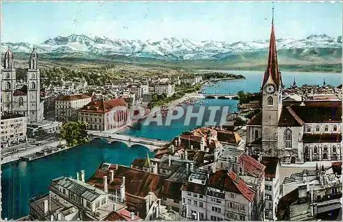 Cartes postales moderne Zurich und die Alpen