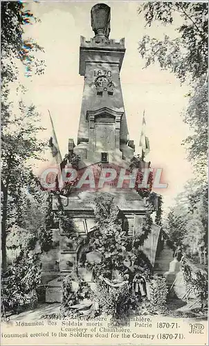 Cartes postales Metz Cimetiere de Chambiere Monument des Soldats Morts pour la Patrie 1870 71 Militaria
